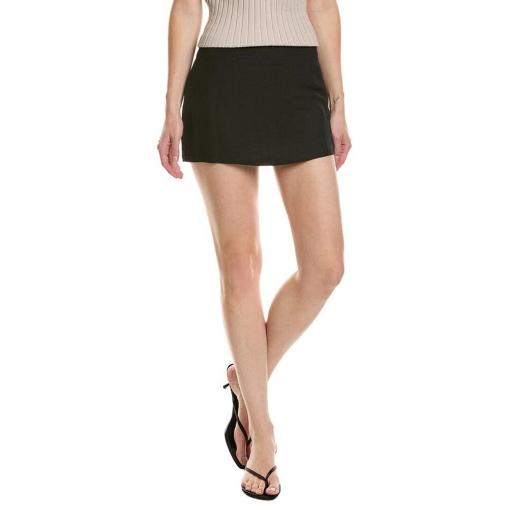 Nia Womens  Valencia Linen-Blend Skort, Black